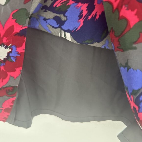 Fossil Shift Dress Womens 10 Gray Floral Print 3/4 Sleeve Lined Fairy Whimsygoth - Picture 3 of 11